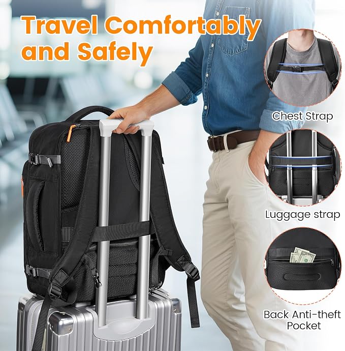 MATEIN Personal Item Backpack, Carryon Bag with Detachable Shoe Compartment | 18×14×8, Airline Approved, Underseat Backpack, Electronics Case, Lightweight Luggage Bag for Frontier Airline, Fit 17" Laptop - Image 7