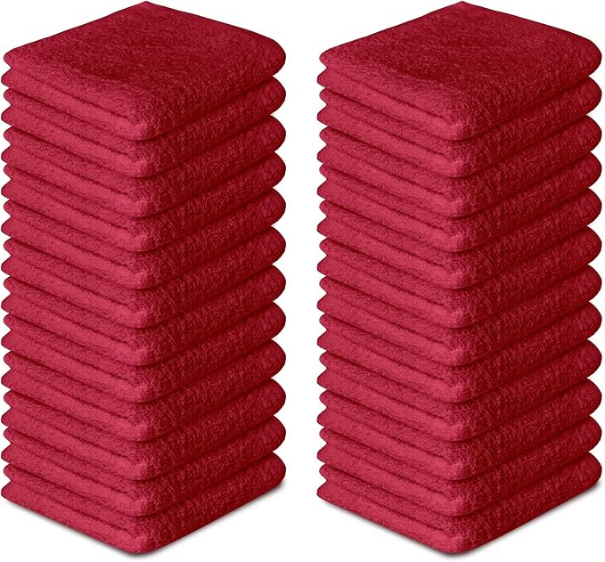 100% Cotton Washcloths 24 Pack (12x12 Inches) Soft, Highly Absorbent Washcloth, Face Towels, Wash Cloths for Face, Ring Spun, Bulk Pack (Red) - Image 3