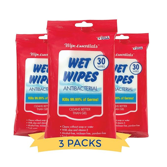 WipeEssentials Hand Sanitizer Hand Wipes for Adults and Kids - 90 wipes - 3 Packs of 30ct Hand Sanitizing Wipes, Travel Essentials