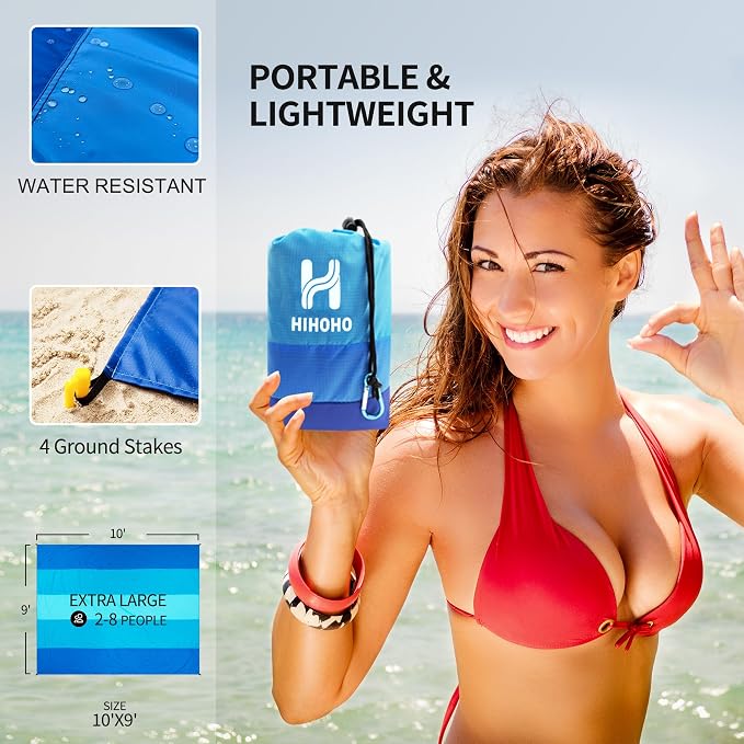 HIHOHO Beach Blanket Waterproof Sandproof Beach Mat for 1-8 Adults Quick Drying Durable Outdoor Picnic Mat for Beach Festival Travel Camping Hiking (BL-MIX5, 120"×108"(8 Person)) - Image 4
