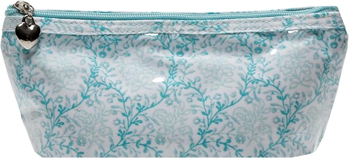 Jacaranda Living Extra Small Cosmetic Bag - Water-Resistant, PVC-Lined - Aqua Trellis by JacarandaLiving