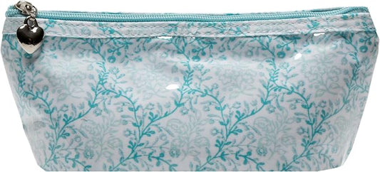 Jacaranda Living Extra Small Cosmetic Bag - Water-Resistant, PVC-Lined - Aqua Trellis by JacarandaLiving