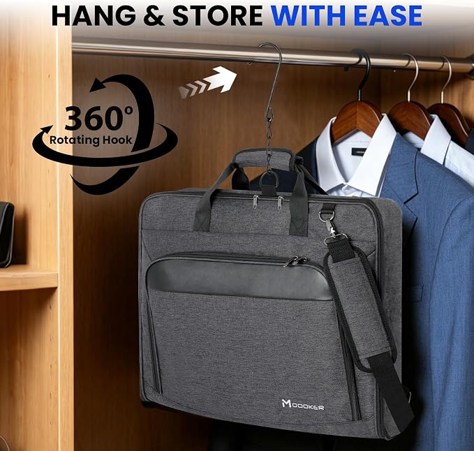 Modoker Carry On Garment Bags for Travel Hanging Clothes Suit Bag Luggage Organizer, Foldable Suit Carrier Gift for Men Women - Image 4