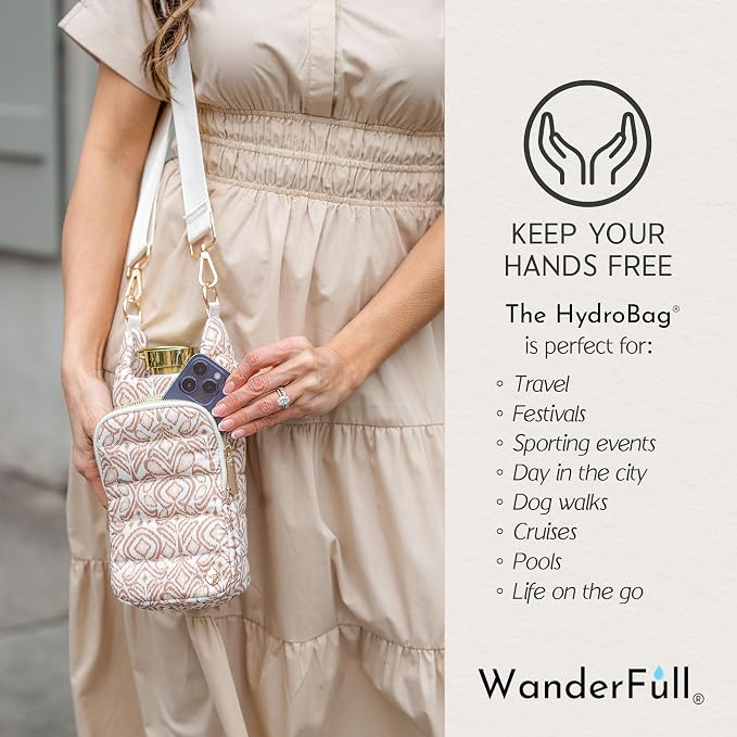 WanderFull® Original HydroBag®, Fits Up to 32 oz Water Bottle Holder with Strap, Gift for Women, Hands-Free Crossbody, Water Bottle Carrier Bag with Phone Pocket - Image 2