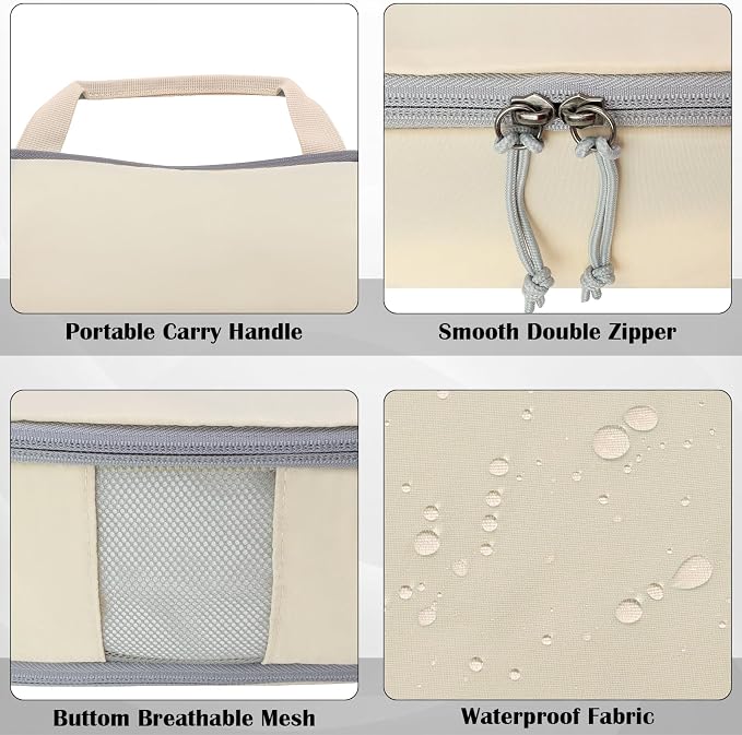 Extra Large Compression Packing Cubes for Travel Essentials, 2 Set Expandable Travel Cubes for Packing Compression Bags Luggage Suitcase Organizer, Cream - Image 4