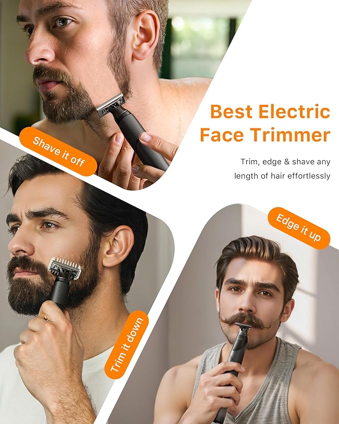 [2025 Upgraded] Body & Nose Hair Trimmer Kit, [All-in-One] Travel Beard Electric Shaver for Men, USB-C Fast Charging, Rechargeable Painless Razor Cordless Waterproof Wet/Dry, Black(Solo)