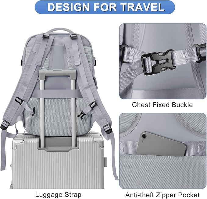 coofay Expandable Backpack For Traveling On Airplane Carry On Backpack Flight Approved Personal Item Travel Backpack For Women Men Airline Approved Gym Bag With Shoe Compartment Travel Weekender Bag - Image 9