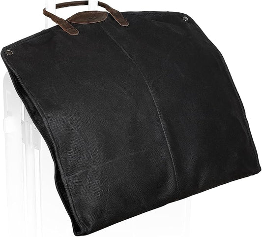 Polare 43” Waxed Canvas Full Grain Leather Trim Garment Bag for Travel, Large Carry on Business Suitcase Cover with YKK Zipper, Waterproof Hanging Suit Garment Cover with Handles,1 pack by polareoriginal