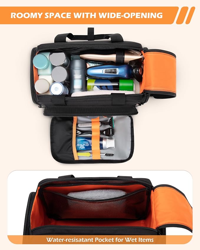 Tactical Travel Toiletry Bag for Men, Extra Large Dopp Kit Organizer | Large Toiletry Bag with Dual Way Zippers, Tactical Design, Wet & Dry Separation,Travel Hygiene Bag for Shaving Grooming - Image 3