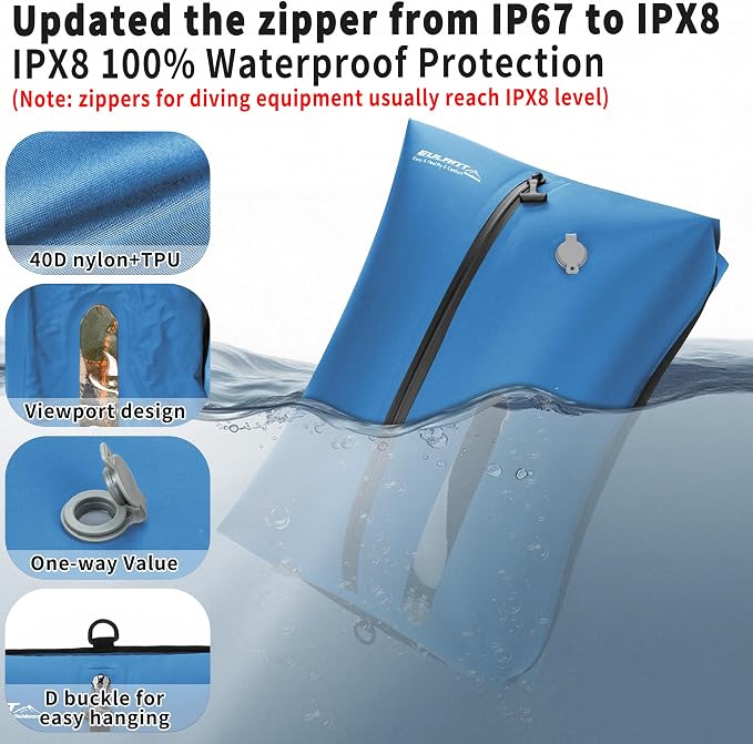 Eulant Travel Vacuum Bags with Pump,Professional IPX8 Waterproof Vacuum Compression Bag for Carry-On Suitcase & Travel Backpack,Space Saver Bags Packing Organizers(3 Pack,Blue) - Image 3