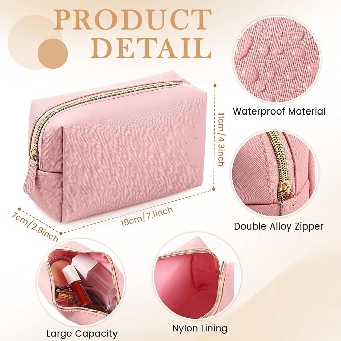 Kigeli 20 Pcs Makeup Bag Bulk PU Leather Cosmetic Pouches Waterproof Plain with Zipper Preppy Makeup Pouch Toiletry Bag for Women Wedding Bachelorette Party Gift Travel Storage Organizer (Macaron) - Image 2