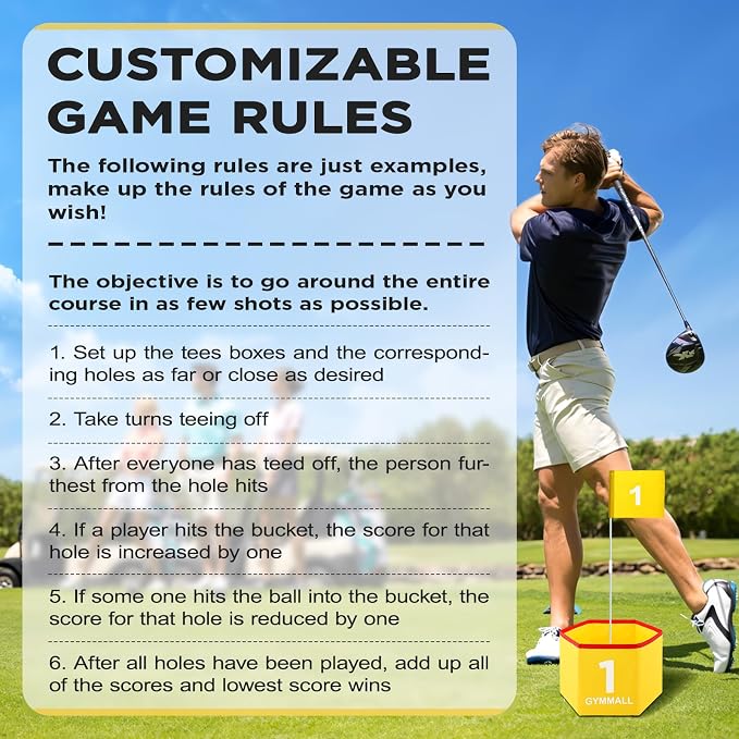 Backyard Golf Set for Kids, Adults and Family, Portable 6 Holes Golf Course with Balls, Flags and Carry Bag for Lawn, Park, Beach and Hotel - Yellow - Image 9