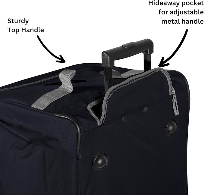 Olympia U.S.A. 22 inch Carry On 8 Pockets Wheeled Rolling Duffel Bag Water Resistant Luggage Lightweight Travel Suitcase with Retractable Handle - Image 7