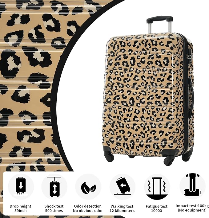 Merax Suitcase Set, Hardshell Luggage Sets 3 Piece with Spinner Wheels | Expandable Durable Suitcase with TSA Lock Lightweight 20" 24" 28", Brown Leopard - Image 8