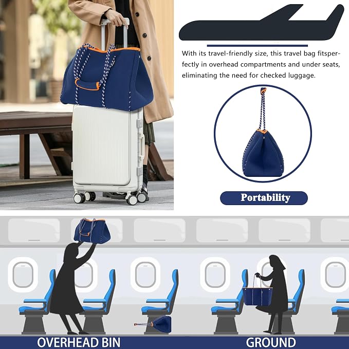 QOGiR Neoprene Multipurpose Beach Bag Tote with Inner Zipper Pocket … … … … - Image 7