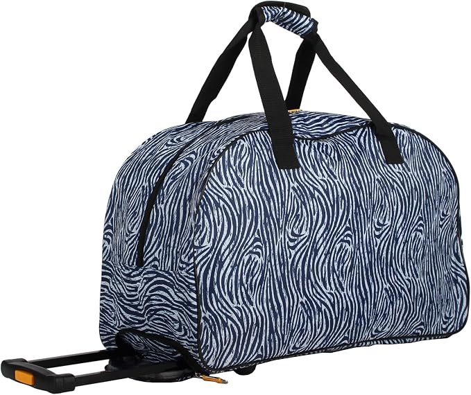 LUCAS Designer Carry On Luggage Collection - Lightweight Pattern 22 Inch Duffel Bag- Weekender Overnight Business Travel Suitcase with 2- Rolling Spinner Wheels (ZEBRA BLACK, 22in) - Image 3
