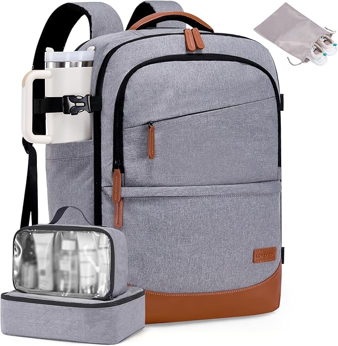 LOVEVOOK Travel Backpack for Women & Men, 40L Carry on Backpack Airline Approved, Large TSA Personal Item Travel Bag fits 17.3" Laptop, Business Weekender Bag for Essentials, 4Pcs by LOVEVOOK