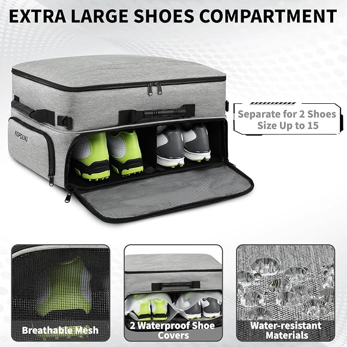 Extra Large Golf Trunk Organizer, Golf Gifts for Men Golfers, 20"x 14"x 10" 2 Layer Golf Trunk Organizer for Car, Water-resistant with Ventilated Compartment for 2 Pair Shoes and More Golf Accessories - Image 3