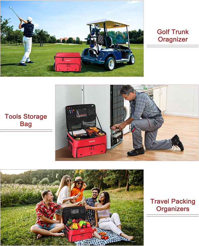 Golf Trunk Organizer, Waterproof Car Golf Locker with Separate Ventilated Compartment for 2 Pair Shoes, Golf Storage for Balls, Tees, Cap, Clothes, Gloves, Accessories, Gifts for Men, Women - Image 6