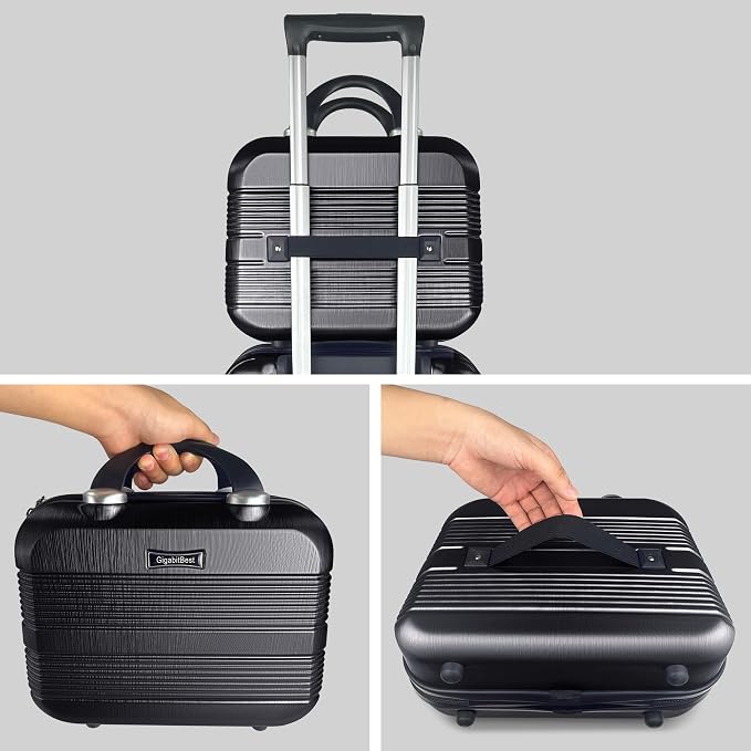 14 Inch Waterproof Hard Shell Travel Makeup Case (Black) | ABS Scratch-Proof, Carrying Cosmetic Organizer Case with Elastic Band, Train Case, Mini Suitcase Vanity Case for Women Girl - Image 5