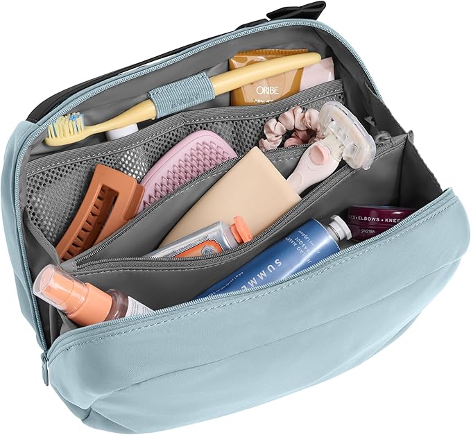 Away Amazon Exclusive Large Toiletry Bag - Water-Repellent Travel Toiletry Bag with Clamshell Opening, Interior Compartments, Exterior Zip Pocket - Sky Blue - Image 6