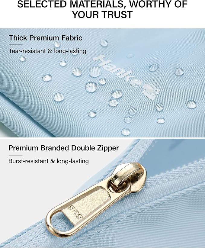 Hanke 7 Piece Expandable Compression Packing Cubes, Premium Travel Packing Organizers for Suitcases/Carry On, Luggage Organizer Bags with Breathable Mesh & Label,Light Blue - Image 6