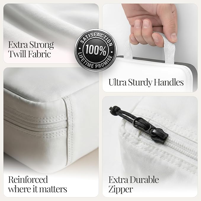 Well Traveled 4 pcs Compression Packing Bags Cubes Set with HybridMax Double-Capacity Design - Packing Cubes for Travel Compression to Maximize Limited Luggage Space, White - Image 5