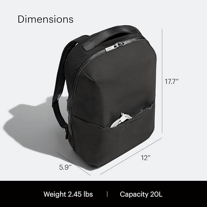 Away The Everywhere Zip Backpack - Personal Item Airline Approved Backpack with 16” Padded Laptop Sleeve, Water Bottle Pocket, Interior and Exterior Pockets - Fits Up to 16-Inch Laptops - Jet Black - Image 5