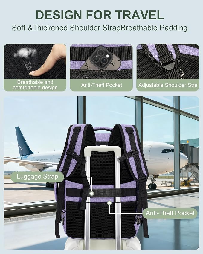 Travel Carry On 17.5" Laptop Expandable Backpack for Men Women, Personal Item Bag Waterproof Airline Approved with USB Charging Hole 3 Packing Cubes, Large Weekender Daypack Business Luggage Suitcase - Image 7