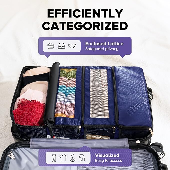 Suitcase Organizer, Travel Luggage Organizer Hanging Shelves Packing Cube Closet/Collapsible Portable Travel Organizer for Carry-on - Image 3
