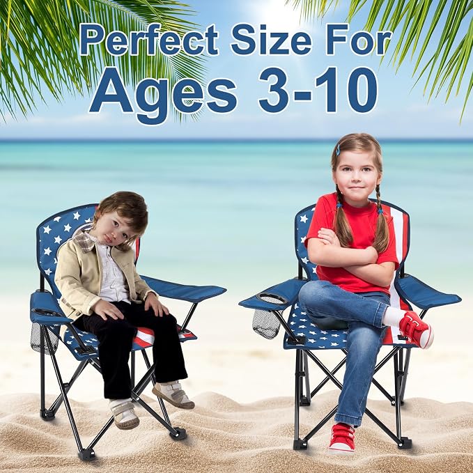 KABOER Kids Outdoor Folding Camping Chair with Cup Holder Carrying Bag | Portable Camping Chair for Beach Picnic Camping Travel Lawn Ages 3-10 - Image 7