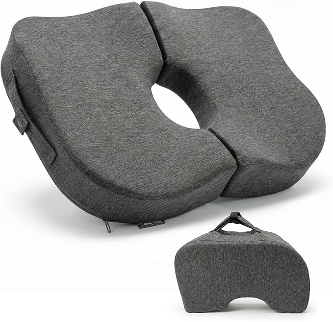 Cushy Tushy Tailbone Pain Relief Cushion - Premium Foldable Travel Tailbone Seat Cushion - for Relief of Lower Back, Sciatic, Butt and Tailbone Pain - Perfect for Home, Office & Driving by CushyTushy