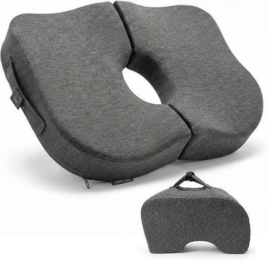 Cushy Tushy Tailbone Pain Relief Cushion - Premium Foldable Travel Tailbone Seat Cushion - for Relief of Lower Back, Sciatic, Butt and Tailbone Pain - Perfect for Home, Office & Driving by CushyTushy