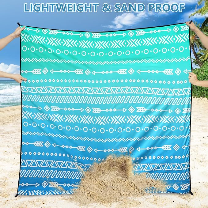 WIWIGO Beach Blanket Waterproof Sandproof Beach Mat 79" X 83"/10'x9'for 2-8 Adults Quick Drying Outdoor Picnic Mat Beach Accessories for Travel, Camping, Hiking - Image 3