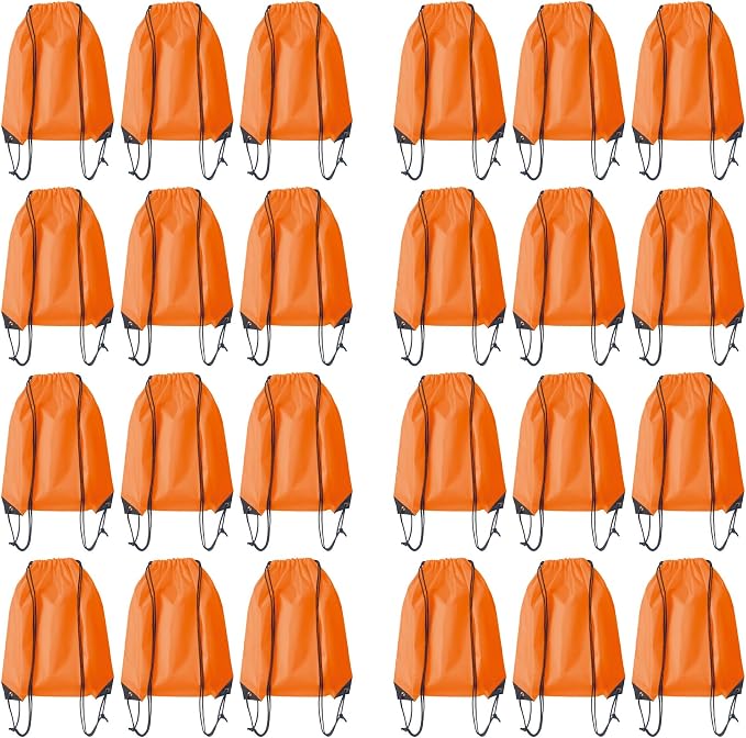 Drawstring Backpack Bulk 24Pcs Draw String Backpack Bags DIY Gym Sports Traveling Yoga Cinch Bag Sackpack Drawstring (orange) by Unknown