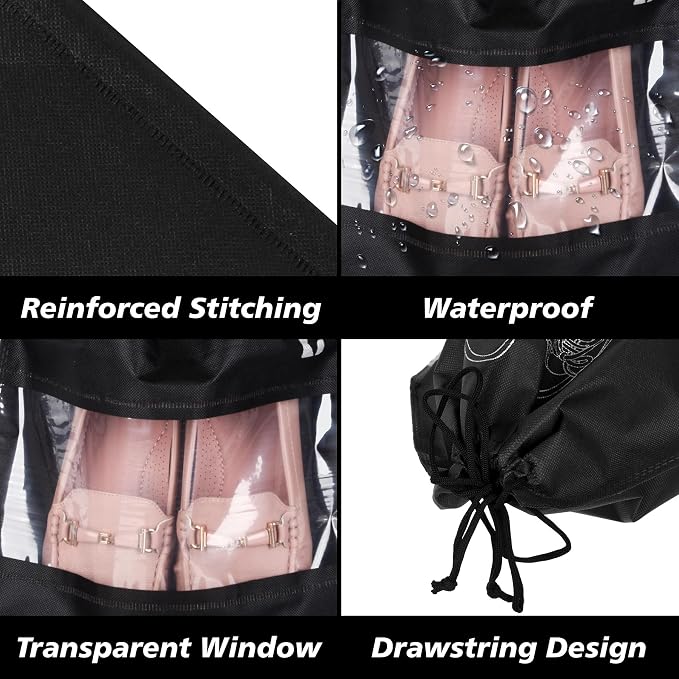 Kuber Industries Pack of 6 Shoe Bags | Shoe Bags for Travel | Non-Woven Shoe Storage Bags | Storage Organizers Set, Black, 8 US - Image 4