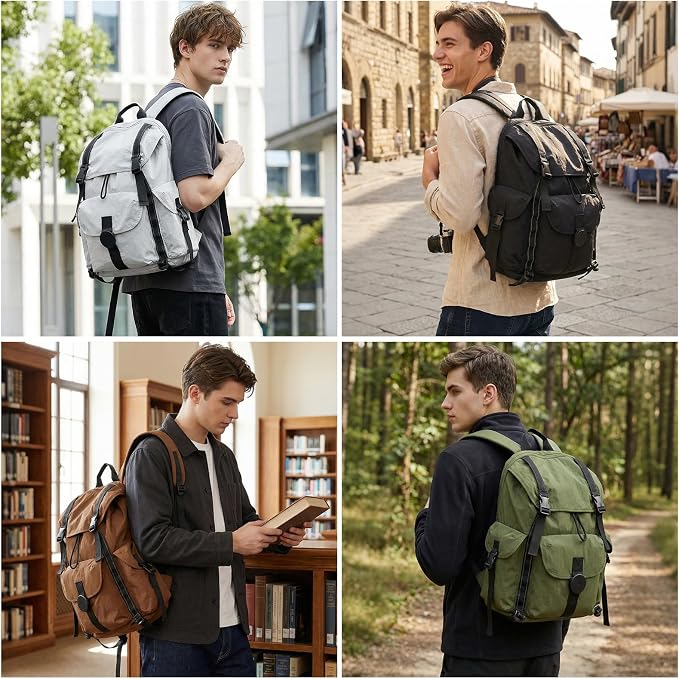 mixi Travel Backpack for Women Men, 18 Inch Carry On Laptop Backpack Flight Approved fits 16'' Laptop, Lightweight Waterproof Hiking Backpack Travel Outdoor Business Casual Daypack, Black - Image 7
