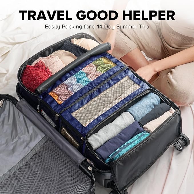 Suitcase Organizer, Travel Luggage Organizer Hanging Shelves Packing Cube Closet/Collapsible Portable Travel Organizer for Carry-on - Image 5