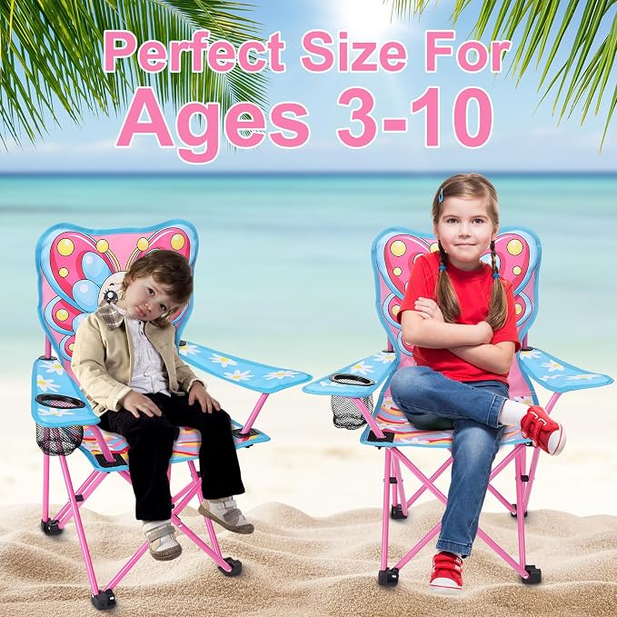 KABOER Kids Outdoor Folding Camping Chair with Cup Holder Carrying Bag | Portable Camping Chair for Beach Picnic Camping Travel Lawn Ages 3-10 - Image 6