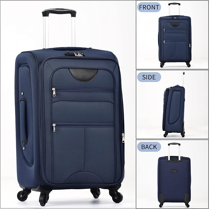 Merax Softside Luggage Set Softshell Lightweight 3 Piece Spinner Suitcase | Travel Suitase with TSA Lock Spinner Wheels Lightweight Upright Luggage,Deep Blue - Image 9