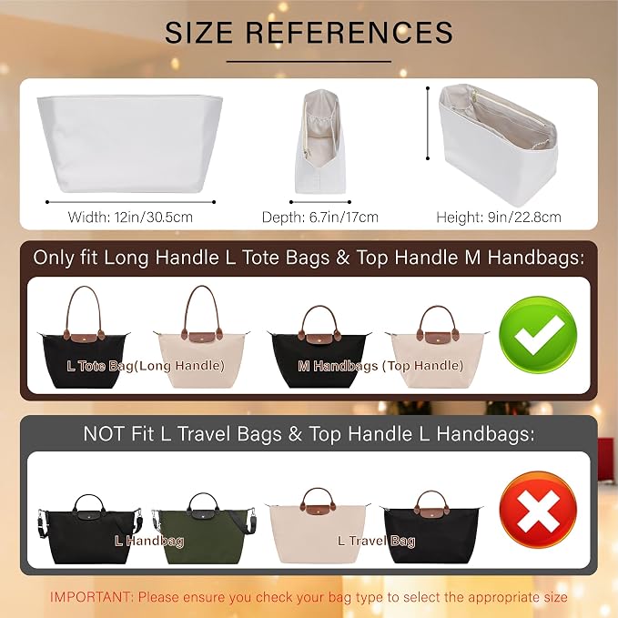 Soft Nylon Purse Organizer Insert for Longchamp Le Pliage L Tote Bag,Lightweight Luxury Long Champ Large Tote Divider Shaper with Cup Holder,Zipper Bags Inner Linner with 7 Deepened Pockets,L/Beige - Image 2