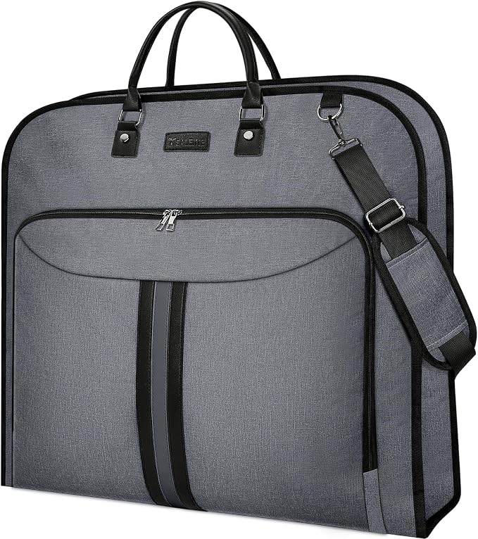 BALEINE Travel Garment Bag, Travel Suit Bag for Men, Water Resistant Carry on Garment Bag for Hanging Clothes, Garment Duffel Bag for Travel Business (Grey, 48") by BALEINE