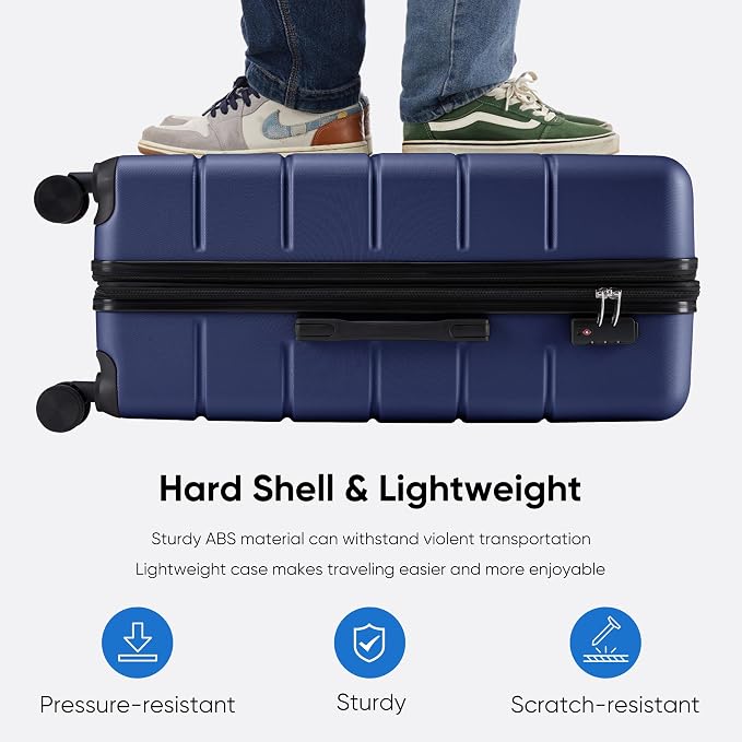 OLIXIS 20 Inch Carry-On Luggage, Hardside Suitcase with Spinner Wheels, Lightweight ABS Hard Shell Travel Luggage, TSA Approved Lock, Expandable Small Suitcase for Business & Travel–Blue - Image 3