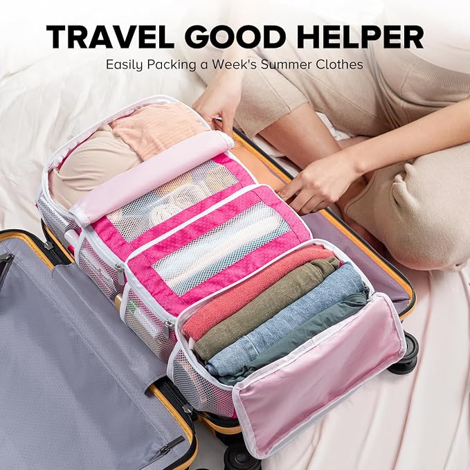 Suitcase Organizer, Travel Luggage Organizer Hanging Shelves Packing Cube Closet/Collapsible Portable Travel Organizer for Carry-on - Image 6