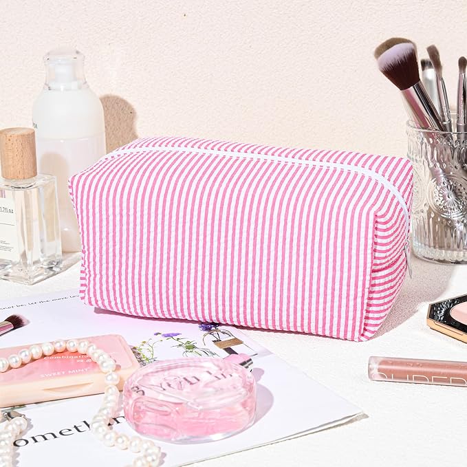 SOIDRAM 2 Pack Makeup Bag for Women, Pink Makeup Pouch Small Cosmetic Bag Travel Toiletry Organizer for Skincare, Brushes & Essentials - Image 4