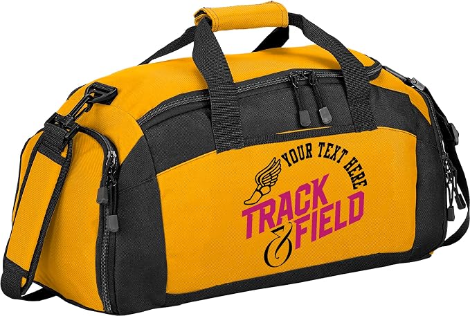 Custom Track Bag Personalized – Track and Field Duffel Bag with Name – Track Team Gear Bag for Athletes, Running Spike Shoe Compartment, Boys Girls Practice & Meet Sports Bag by all+about+me+company