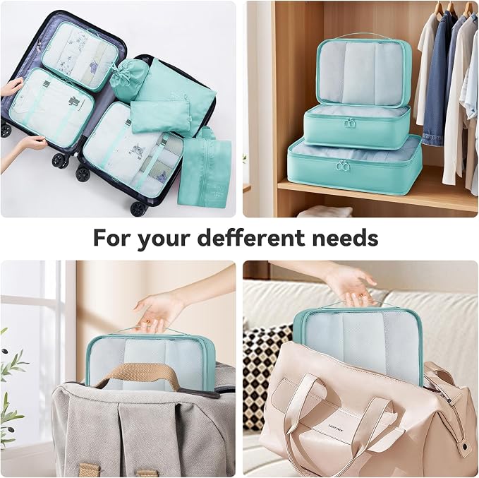 AnyZip Luggage Sets 10 Piece Hardshell Suitcase Set PC ABS Lightweight Travel Suitcases with 4 Double Spinner Wheels TSA Lock 20 24 28 Inch with 7 Storage Bags Apple Green - Image 5