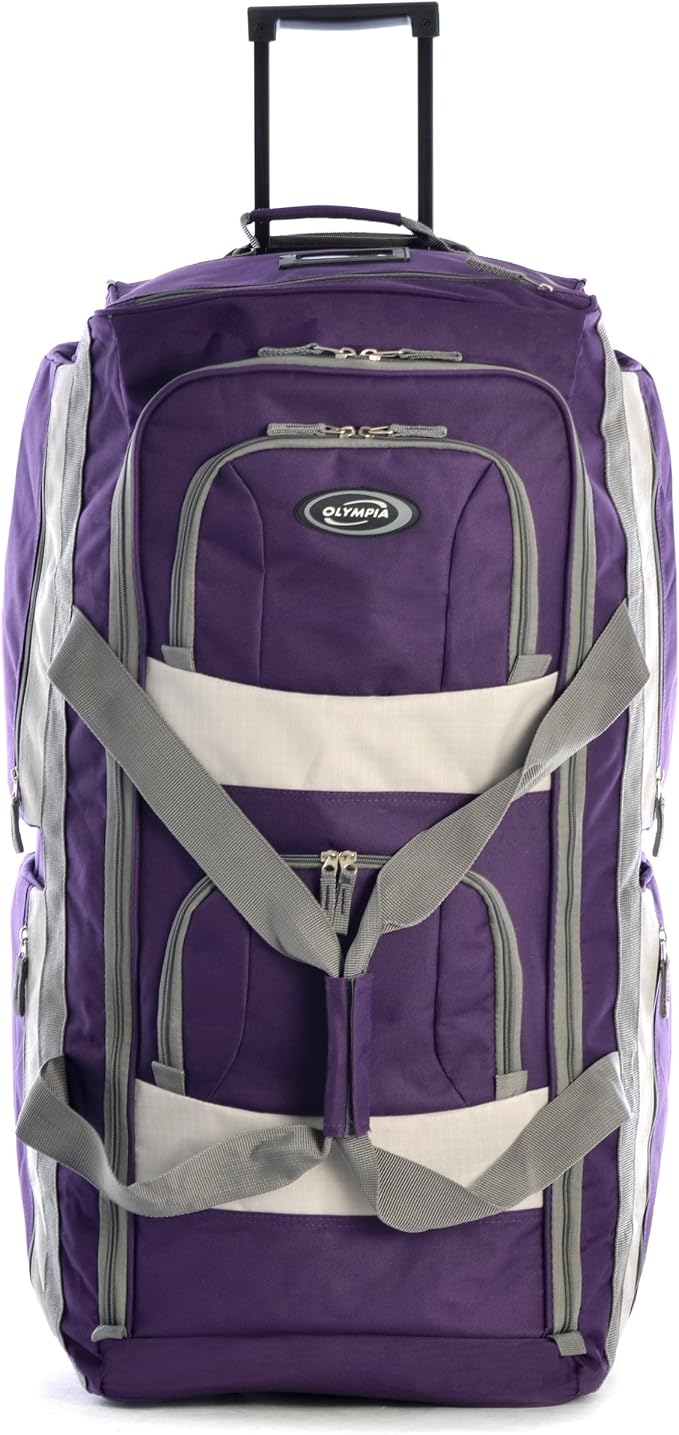 Olympia U.S.A. 29 inch Jumbo Size 8 Pockets Wheeled Rolling Duffel Bag Water Resistant Luggage Lightweight Travel Suitcase with Retractable Handle - Image 4