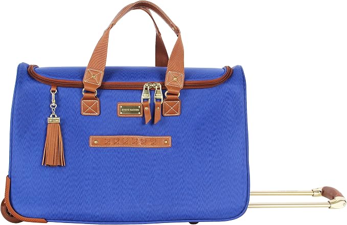 Steve Madden Designer Carry On Luggage Collection - Lightweight 20 Inch Duffel Bag- Weekender Overnight Business Travel Suitcase with 2- Rolling Spinner Wheels (Global Blue) - Image 5