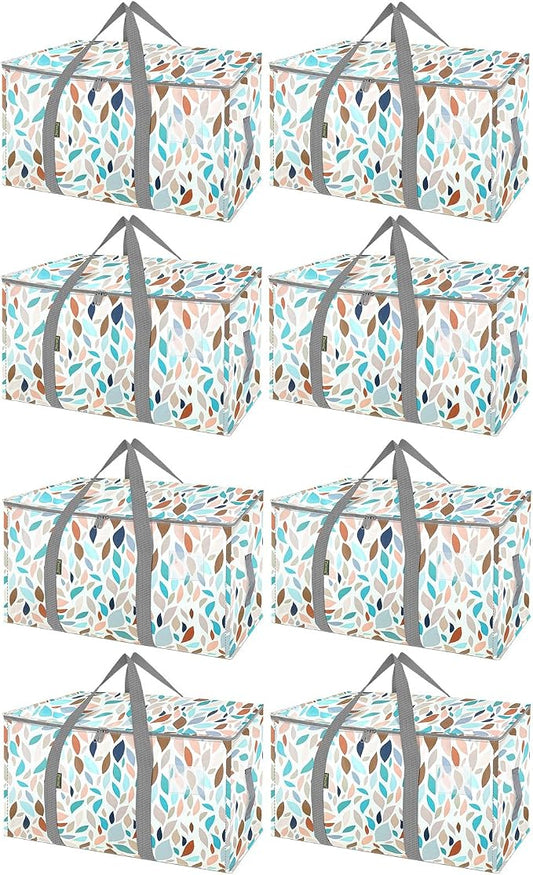 BALEINE 8-Pack Oversized Moving Bags with Reinforced Handles, Heavy-Duty Storage Tote for Clothes, Moving Supplies (Mosaic, 8-Pack) by BALEINE